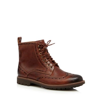Clarks Brown leather 'Montacute Lord' brogue boots